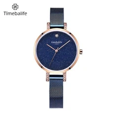 নীল ডায়াল মহিলা যান্ত্রিক ঘড়ি